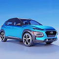 Hyundai Blue Compact SUV With Modern Exterior Design And Stylish Wheels