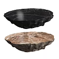 Natural Stone Coffee Table With Irregular Shape And Black Brown Marble Texture 3d model
