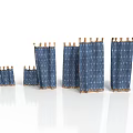 Different Sizes of Blue Solar Panels with Wooden Frames Displayed Together