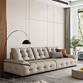 Modern Beige Leather Sofa And Coffee Table Set With Marble Top Accent Pillows 3d model