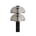 Elegant Modern Table Lamp With Semicircular Marble Shade And Black Metal Frame Warm Light 3d model