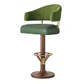 Green Velvet Bar Stool With Armrests And Modern Metal Wooden Base