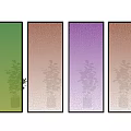 Colorful Modern Interior Room Dividers With Striped Design And Plant Silhouettes