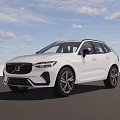 White Volvo SUV With Modern Design And Black Wheels In Spacious Industrial Hall
