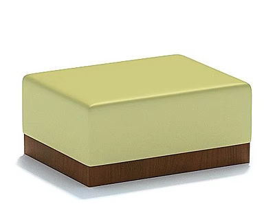 Light Green Upholstered Footstool With Wooden Base For Modern Home Decor 3d model