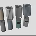 Public Facility Trash Bins With Various Colors And Different Modern Styles
