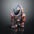 Cartoon Alien Astronaut Creature In Purple Red Space Suit Design 3d model