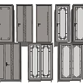 Assorted Modern Hinged Doors For Interior Design With Decorative Borders And Glass Panels 3d model