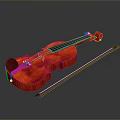 Elegant Red Violin With Bow For Musical Performance And Daily Use 3d model