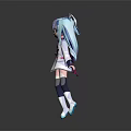 Anime Girl Character With Long Blue Hair And White Dress Crown Accessory Standing Pose