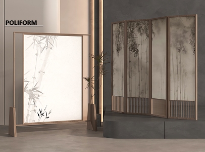 New Chinese Style Solid Wood Screen Partition Wood Folding Screen 3d model