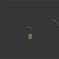 Gray Background Featuring Wooden Branch Stone Piece Wooden Plank And Scattered Fragments