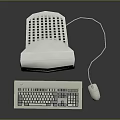 Vintage White Computer System With Turquoise Screen Keyboard And Mouse