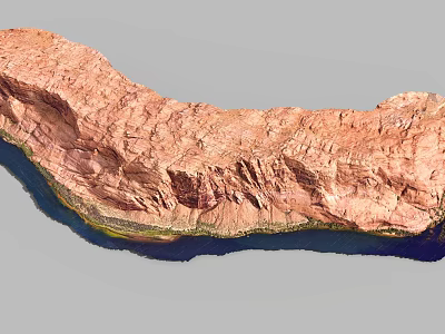 Detailed Micro Terrain Model With Reddish Brown Surface And Blue Water Features 3d model