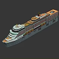 Luxury Cruise Ship With Multiple Decks Open Deck Areas And Smokestack