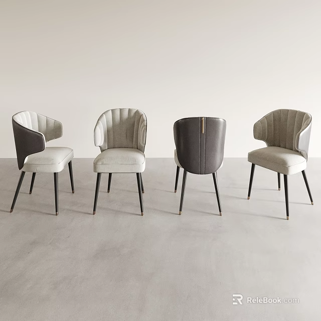 Modern Upholstered Dining Chairs With Metal Legs And Multiple Color Designs 3d model 