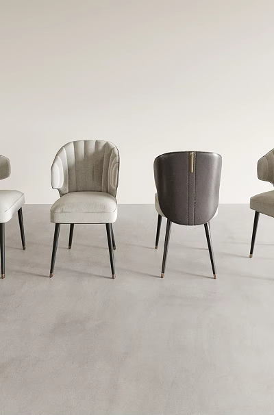 Modern Upholstered Dining Chairs With Metal Legs And Multiple Color Designs 3d model