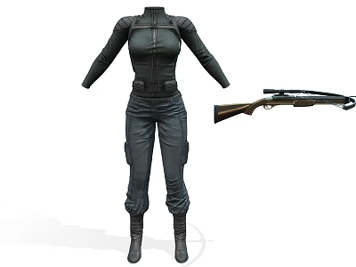 Black Tactical Full Body Outfit With Sleeves Pants And Boots 3d model