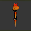 Game Movie Character With Flame Hair In Cartoon Style Black Dress And Yellow Details