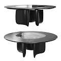 Modern Round Dining Table With Sleek Marble Top And Black Curved Base 3d model