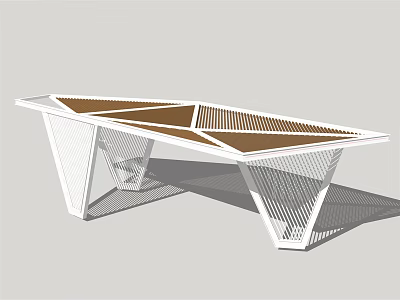 Modern Pergola With White Metal Frame Brown Top Panels And Geometric Structure 3d model