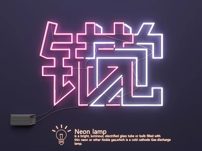 Artistic Neon Lamp Combinations with Vibrant Colors and Modern Design for Interior Decoration 3d model