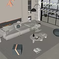 Modern sofa coffee table combination home 3d model