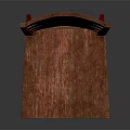Red Wooden Leisure Chair With Slatted Backrest And Square Seat Surface Design