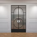 Elegant Modern Glass Room Divider With Metal Frame And Circular Design In White Wall Interior