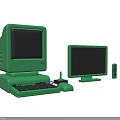 Vintage Green Computer Set With Monitor Keyboard Mouse And Remote