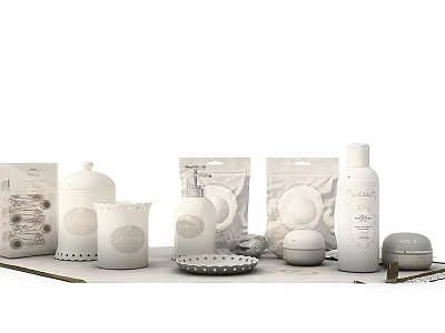 Elegant White Perfume Cosmetics Collection With Bottles Packaging And Minimalist Design 3d model