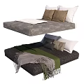 Modern Double Bed Design With Comfortable Pillows And Cozy Fringe Blankets 3d model