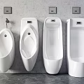 White Wall Mounted Urinals With Different Modern Designs In Bathroom