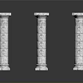 Three Classical Carved Marble Columns With Intricate Details As Architectural Elements
