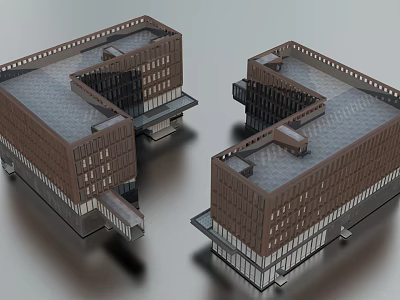 Modern Commercial Complex Architectural Design With Multiple Buildings And Glass Facade 3d model
