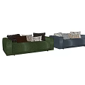 Green and Gray Sectional Sofas with Decorative Cushions in Modern Style 3d model