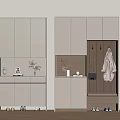 Modern Gray Shoe Cabinet With Shoe Storage Coat Hooks Bench And Decorative Items