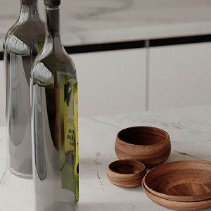 Modern Ornaments Combination Kitchen Ornaments Wine Bottle Cup Tray 3d model