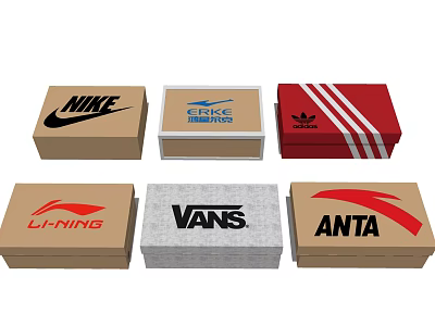 Various Branded Shoe Boxes Collection Featuring Nike Skechers Adidas Li Ning Vans Anta 3d model