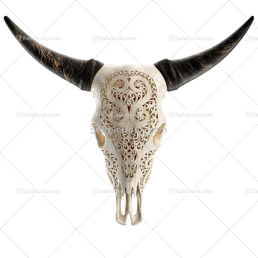 Sculpted cow skull 3d model