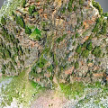 Natural Garden Landscape Design With Rocky Terrain Green Vegetation Moss Covered Hills And Natural Path