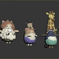 Cute Cartoon Animal Figurines Collection With Various Characters Like Lion And Giraffe