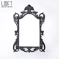 Black Ornate Carved Frame Mirror For Home Wall Decoration