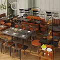 Modern Restaurant Interior With Stylish Table And Chair Sets Booth Seating And Pendant Lights