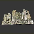 Ancient Stonehenge Model With Standing Stones And Surrounding Rock Walls