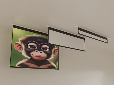 Projection Surveillance System With Ceiling Mounted Projectors And Wall Projected Animal Monitoring 3d model