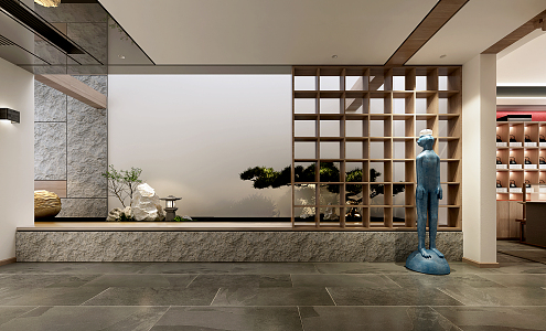 New Chinese-style foyer waterscape gardening sketch 3d model