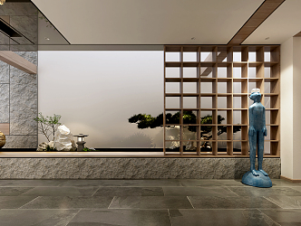 New Chinese-style foyer waterscape gardening sketch 3d model