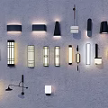 Various Modern Wall Sconces With Different Designs For Indoor Lighting Decor 3d model