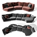 Modern Modular Sectional Sofa Set With Plush Upholstery And Decorative Accent Pillows 3d model